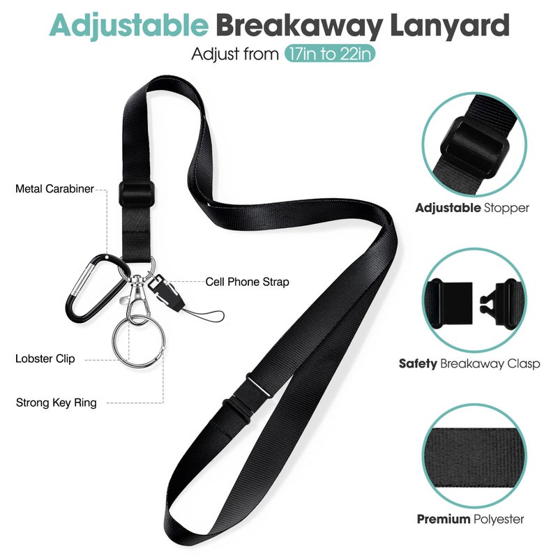 ELV Retractable ID Badge Holder with Breakaway Lanyard, Detachable Heavy Duty Badge Reel, RFID Blocking Card Holder Wallet, Keychain, for Office School Business Security Staff Men Women - Mint - Image 2